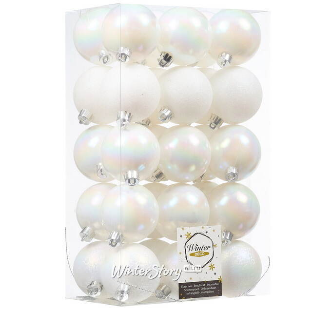 Коллекция пластиковых шаров Gracy - Белый перламутр 6 см, 30 шт Winter Deco