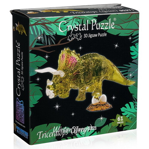 3Д пазл Трицератопс, 9 см, 61 эл Crystal Puzzle