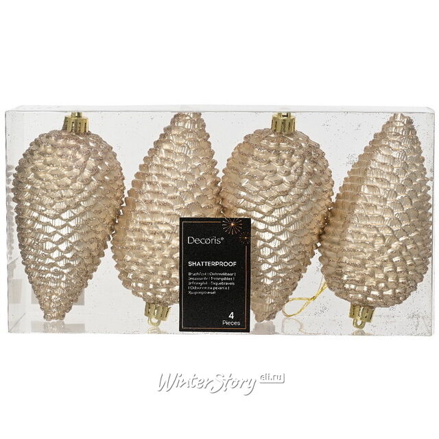 Елочная игрушка Шишка 12*7 см перламутровые, 4 шт, пластик Winter Deco