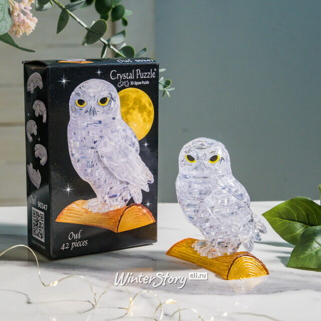 3Д пазл Белая Сова, 9 см, 39 эл Crystal Puzzle