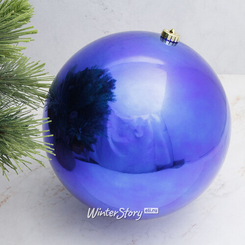 Пластиковый глянцевый шар 25 см, синий королевский Kaemingk