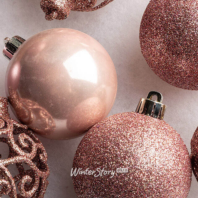 Набор пластиковых шаров Анданте 6 см розовый бутон, 16 шт Kaemingk