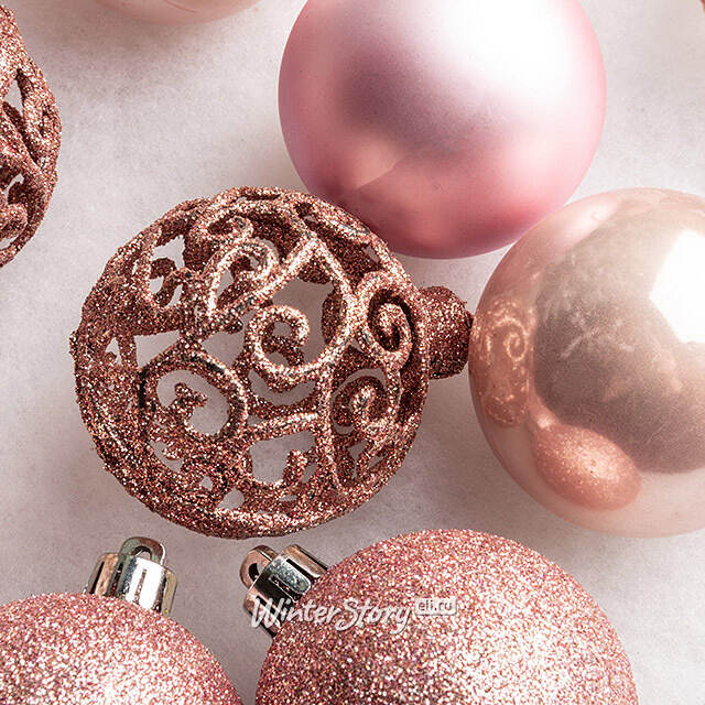 Набор пластиковых шаров Анданте 6 см розовый бутон, 16 шт Kaemingk