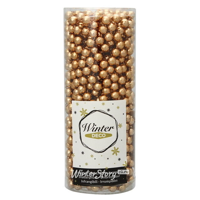 Бусы на елку Бисер 8 мм*10 м медные, пластиковые Winter Deco