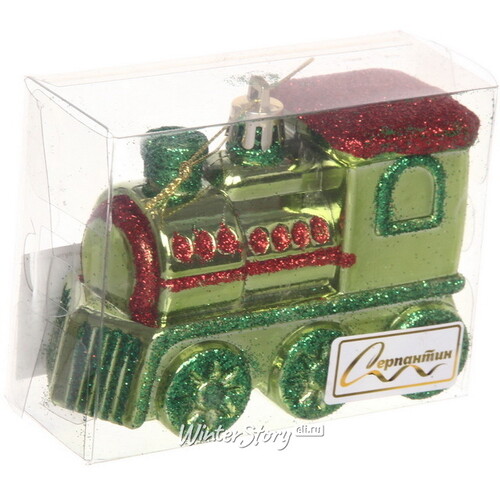 Елочная игрушка Паровозик - Сказочное Путешествие 10 см, зеленая, подвеска Serpantin