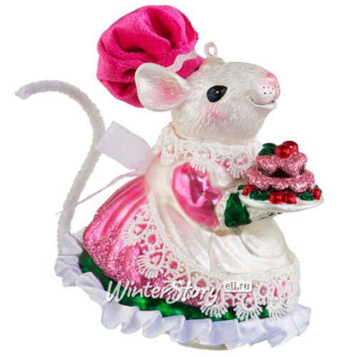 Елочная игрушка Мышка Шоколадница 13 см, стекло, подвеска Holiday Classics