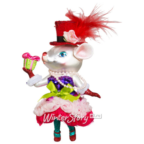 Елочная игрушка Мышь Хельга - Принцесса Цирка 14 см, стекло, подвеска Holiday Classics
