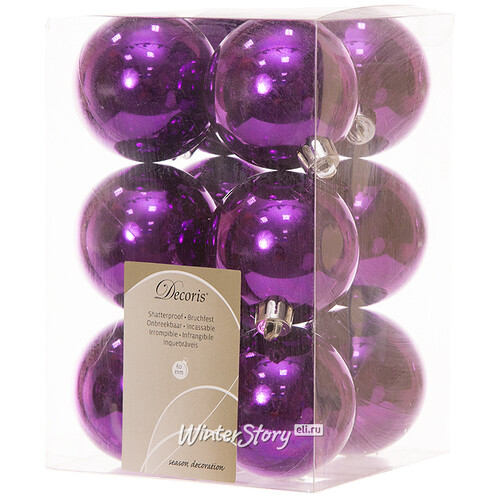 Набор пластиковых глянцевых шаров 6 см пурпурный, 12 шт Kaemingk/Winter Deco