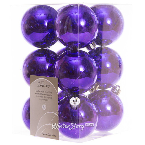 Набор пластиковых глянцевых шаров 6 см фиолетовый бархат, 12 шт Kaemingk/Winter Deco