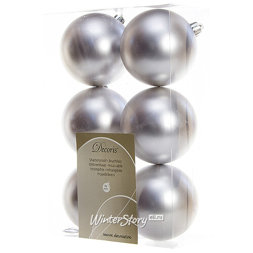 Набор пластиковых матовых шаров 8 см серебро, 6 шт Kaemingk/Winter Deco
