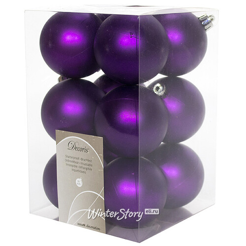 Набор пластиковых матовых шаров 6 см фиолетовый, 12 шт Kaemingk/Winter Deco