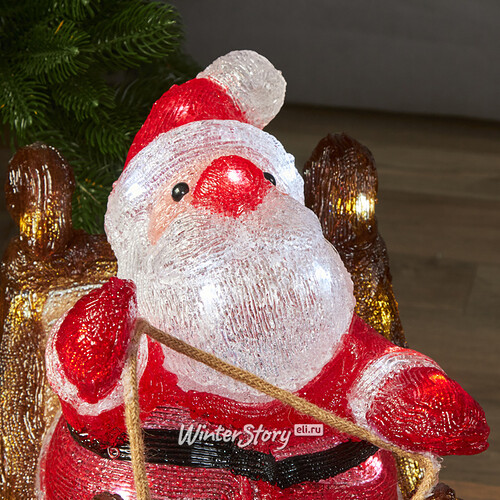 Светодиодная акриловая фигура Рождественские сани с Сантой 47 см, 90 LED ламп, IP44 Kaemingk