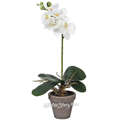 Орхидея искусственная в горшке 48 см белая Edelman