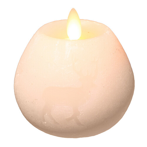 Светодиодная свеча восковая Олени с живым пламенем, 8 см, батарейка Billiet