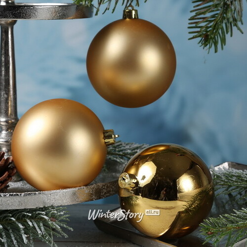 Набор пластиковых шаров Насыщенно Золотой 10 см, 4 шт, mix Winter Deco
