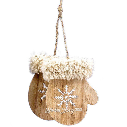 Деревянная елочная игрушка Зимняя история - Варежки 8 см, подвеска Lang