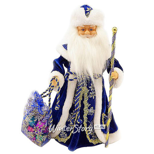 Игрушка музыкальная Дед Мороз в синем кафтане 40 см на батарейках Новогодняя Сказка