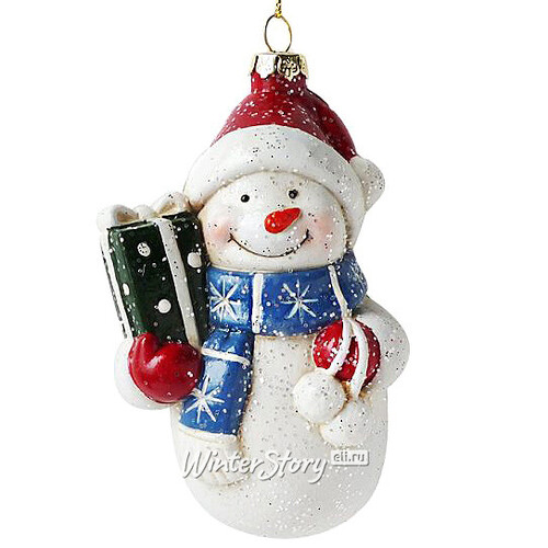 Елочная игрушка Веселый Снеговик 12 см, пластик, подвеска Новогодняя Сказка