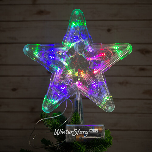 Светодиодная звезда на елку Арно 22 см разноцветная RGB подсветка Новогодняя Сказка
