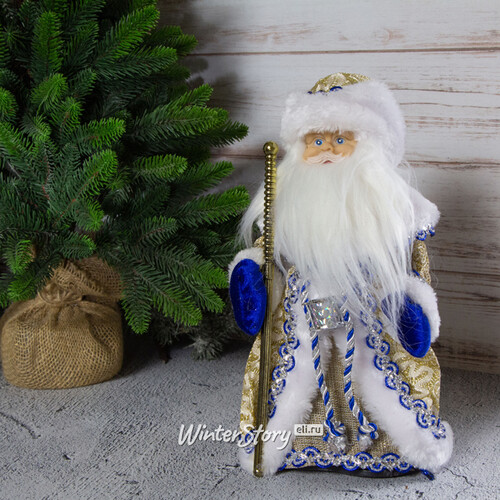 Музыкальный Дед Мороз в синем кафтане 30 см, батарейки Новогодняя Сказка