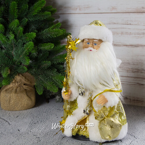 Музыкальный Дед Мороз в золотом кафтане 30 см, батарейки Новогодняя Сказка