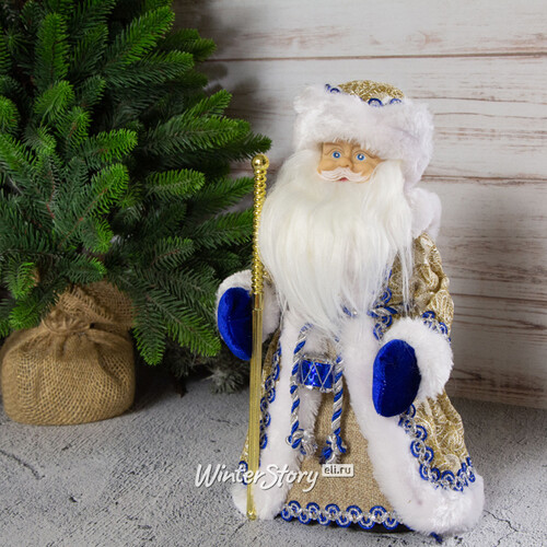 Музыкальный Дед Мороз в бело-золотом кафтане 30 см, батарейки Новогодняя Сказка