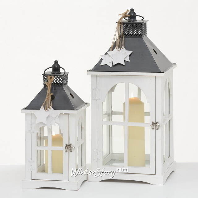 Набор деревянных подсвечников-фонарей Тальберг 39-55 см, 2 шт Boltze