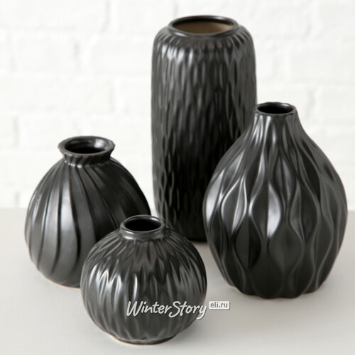 Фарфоровые вазы для цветов Black Pearl 9-19 см, 4 шт Boltze