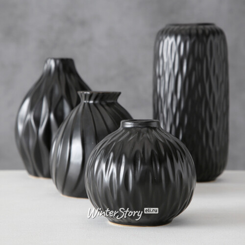 Фарфоровые вазы для цветов Black Pearl 9-19 см, 4 шт Boltze