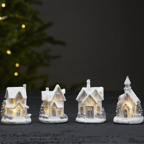 Набор новогодних светящихся домиков Сноутаун - Смолвиль, 4 шт Star Trading