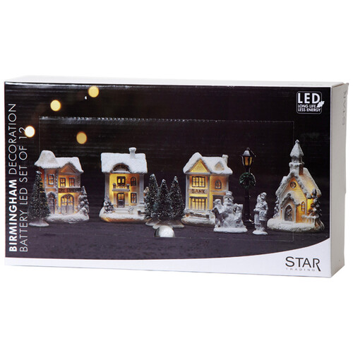 Светящаяся композиция на батарейках Сноутаун - Новогодняя Улочка Бирмингэм, 11 предметов Star Trading
