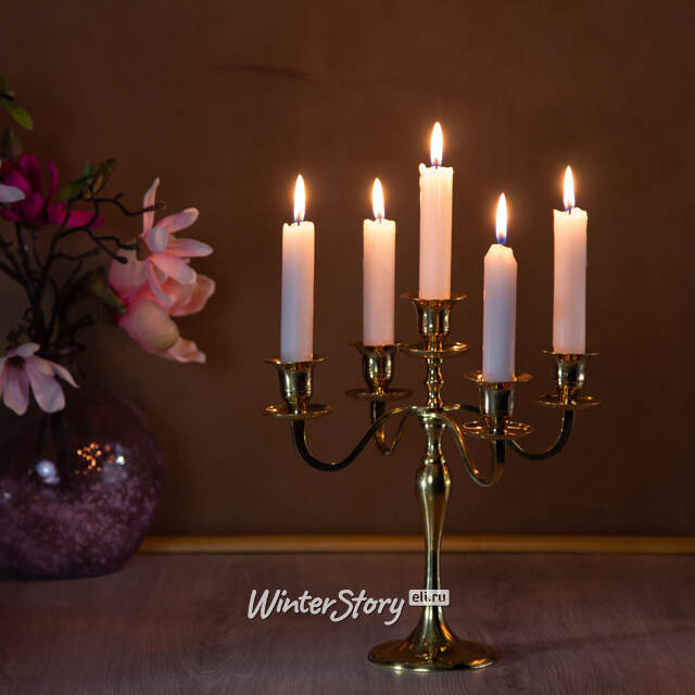 Подсвечник Канделябр Классика на 5 свечей, 25 см, золото Koopman