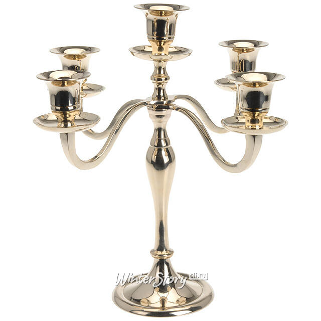 Подсвечник Канделябр Классика на 5 свечей, 25 см, золото Koopman