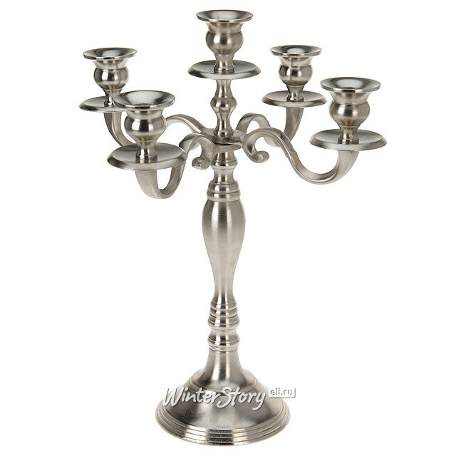 Подсвечник Рождественское сияние на 5 свечей, 38 см, серебро Koopman