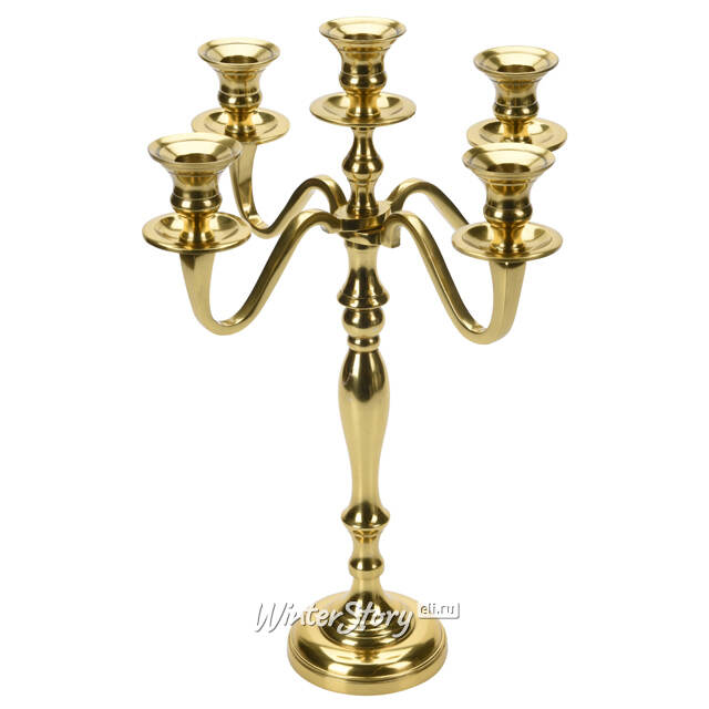 Канделябр на 5 свечей Вольтер 40 см золотой Koopman