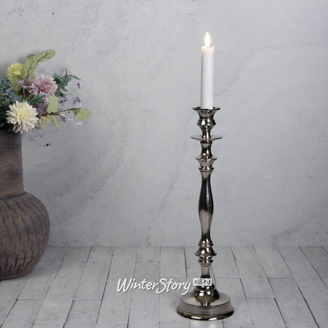 Металлический подсвечник для 1 свечи Марэль 37 см серебряный Koopman