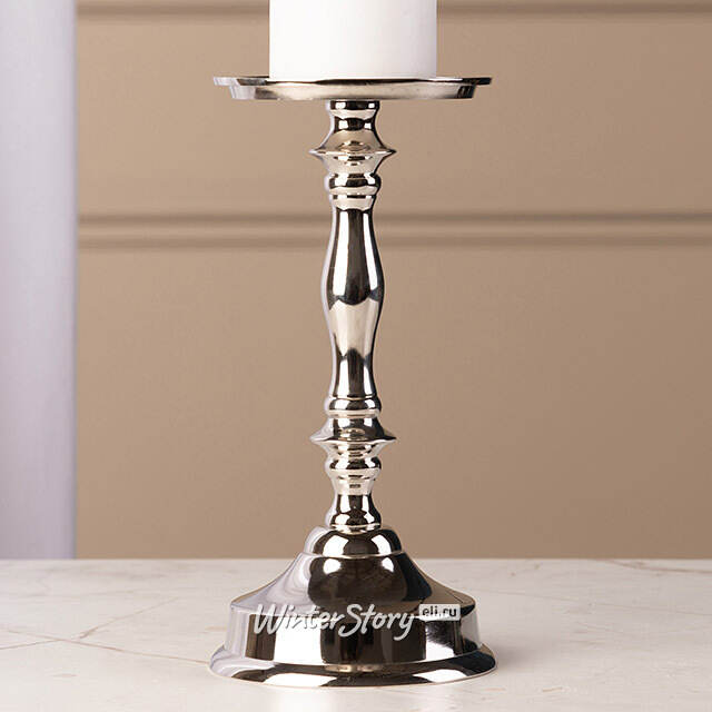Металлический подсвечник для 1 свечи Марэль 22 см серебряный Koopman