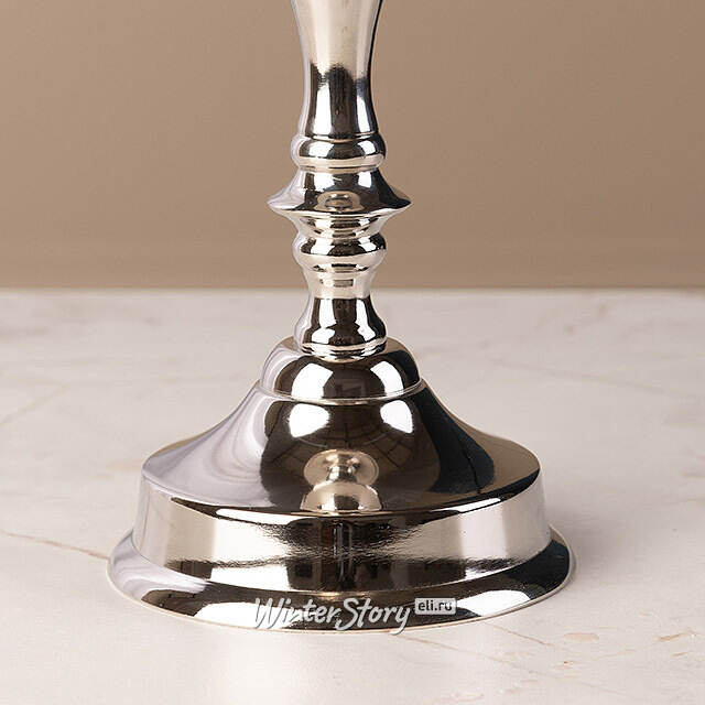 Металлический подсвечник для 1 свечи Марэль 22 см серебряный Koopman