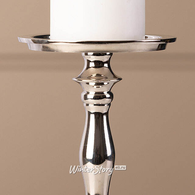 Металлический подсвечник для 1 свечи Марэль 22 см серебряный Koopman