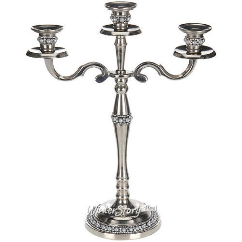 Подсвечник Шарлеруа на 3 свечи, 36 см, серебро Koopman