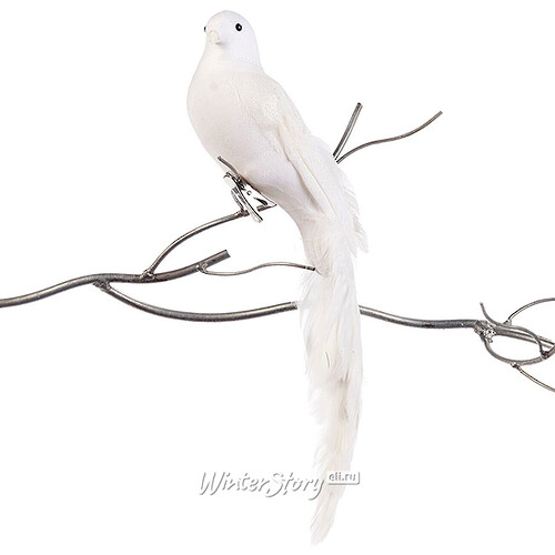 Елочная игрушка Райская Птица 35 см белая, клипса Goodwill