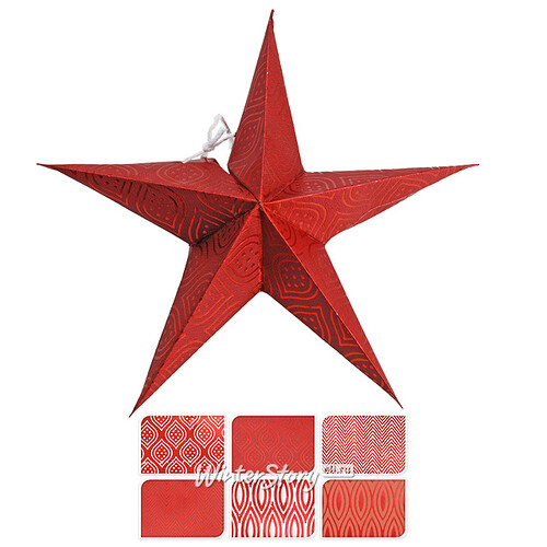 Объемные звездочки из бумаги Классика красные 18 см 5 шт Koopman