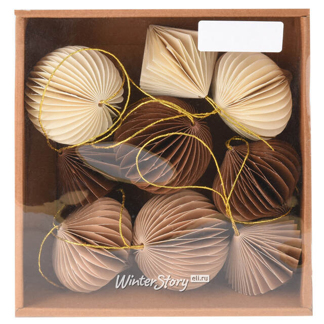 Набор подвесных украшений из бумаги Соты - Натурель 6 см, 9 шт Koopman