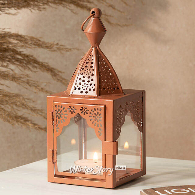 Металлический подсвечник-фонарь Shanklin 17 см терракотовый Koopman
