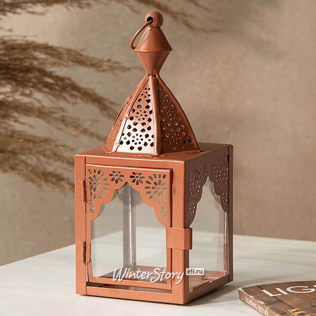 Металлический подсвечник-фонарь Shanklin 17 см терракотовый Koopman