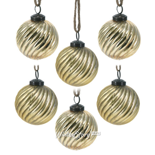 Набор стеклянных шаров Roffelle Gold 8 см, 6 шт Koopman