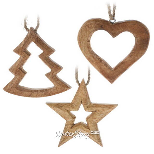 Набор деревянных елочных игрушек Триумф 10 см, 3 шт Koopman