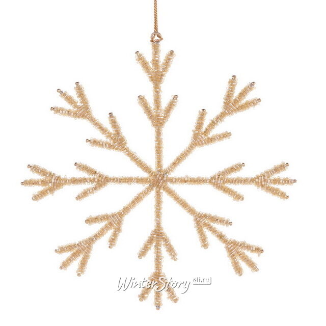 Елочная игрушка из бисера Снежинка Арагона 21 см, золотая, подвеска Koopman
