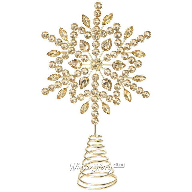 Верхушка на елку Снежинка Джове 26 см золотая Koopman