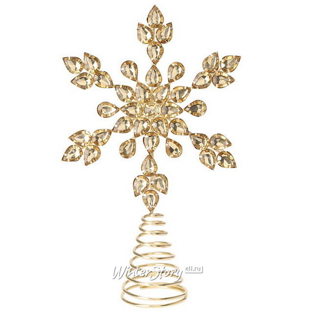 Верхушка на елку Снежинка Вискарди 26 см золотая Koopman